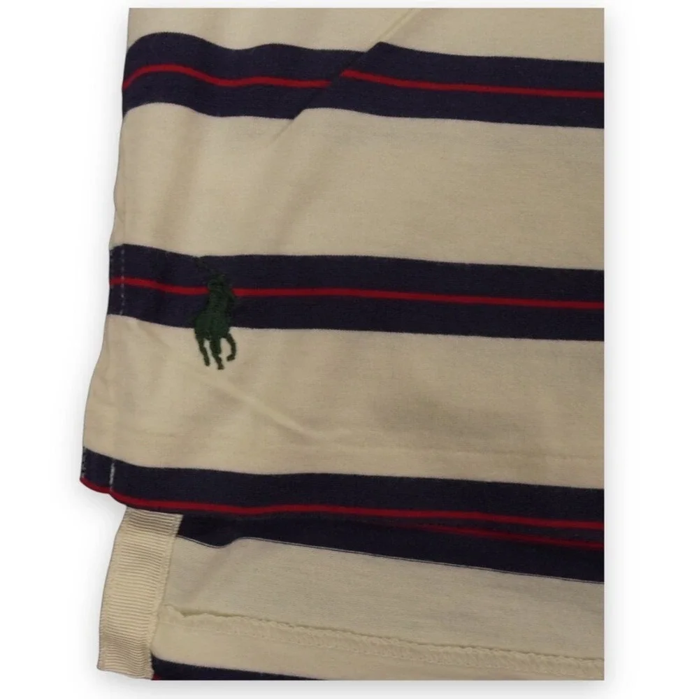 VTG Polo Ralph‎ Lauren Polo Shirt Mens Extra Large White Blue Rugby Striped Y2K